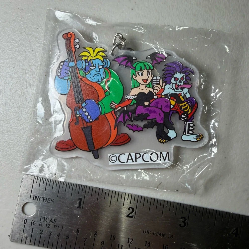 Capcom Darkstalkers Acrylic Keychain Morrigan Victor Lord Raptor Band Anime Art